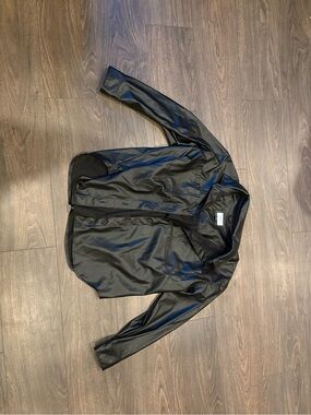 American Eagle Outfitters Black Faux Leather Shirt Jacket